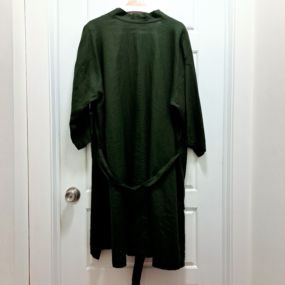 Eileen Fisher High Collar Linen Long Jacket with Belt Size 1X - Picture 8 of 11
